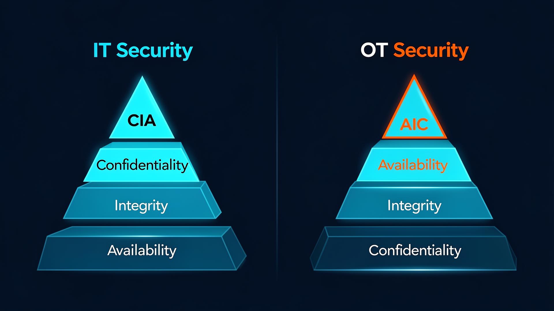 IT vs OT Security Priorities - CIA vs AIC Triad